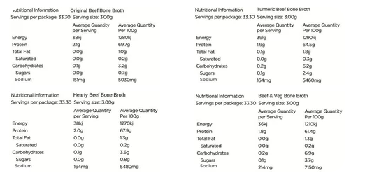 Beef Bone Broth (4 flavours available) - 100g