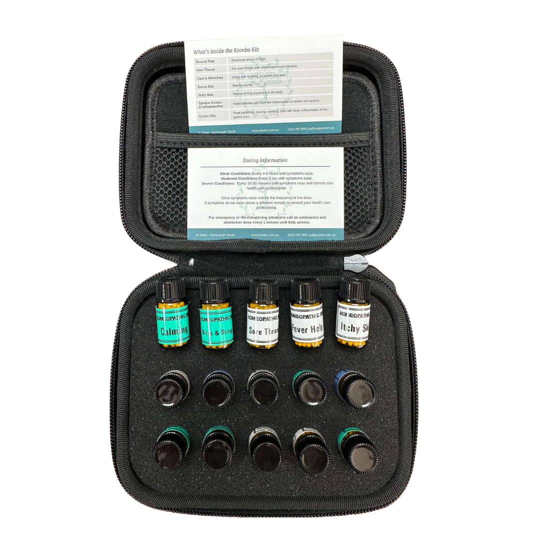 Kombo Kit - Mini Homeopathic Combination Remedy Set With 15 Remedies in a Travel Case