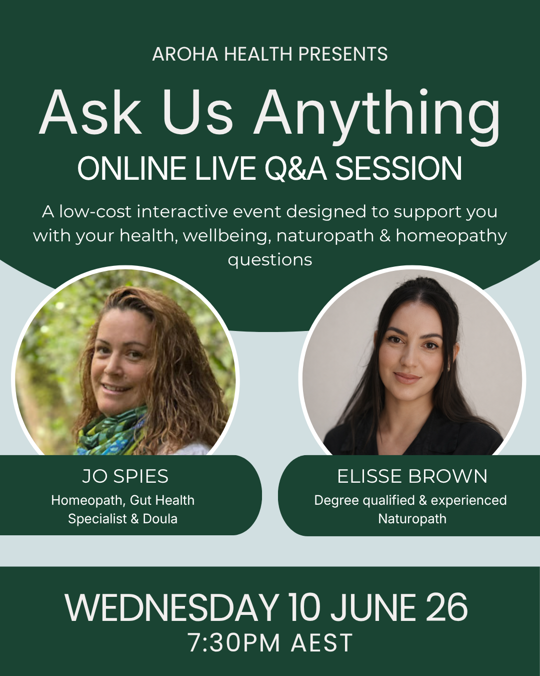 Ask Us Anything: Live Online Q&A with Jo Spies & Elisse Brown - Wednesday 10 June 2026
