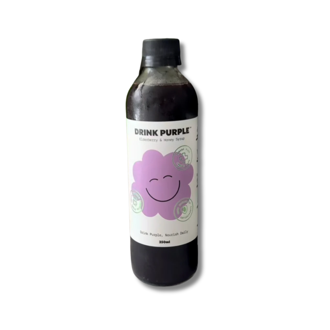 Elderberry & Raw Honey Syrup 350mL - Drink Purple